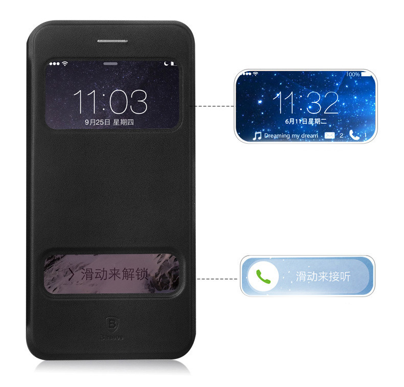 Кожаный чехол BASEUS с окнами для сенсора для Apple iPhone 6 4.7