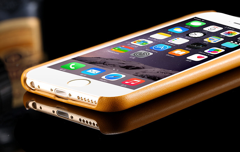 Кожаный тонкий чехол с отверстием под логотип для Apple iPhone 6 4.7 / plus 5.5